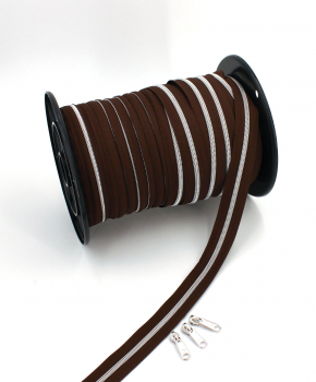 Endlosreißverschluss metallisiert dunkelbraun/ silber (1m)